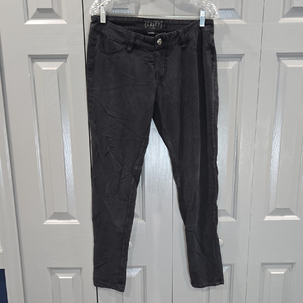 TRIPP NYC BLACK DISTRESSED FADED BLACK JEGGINGS